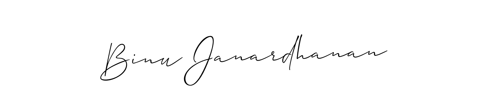 Use a signature maker to create a handwritten signature online. With this signature software, you can design (Allison_Script) your own signature for name Binu Janardhanan. Binu Janardhanan signature style 2 images and pictures png