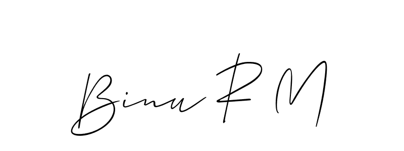 The best way (Allison_Script) to make a short signature is to pick only two or three words in your name. The name Binu R M include a total of six letters. For converting this name. Binu R M signature style 2 images and pictures png