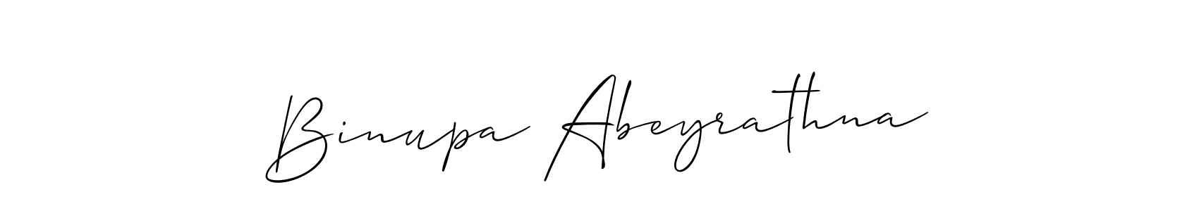 Use a signature maker to create a handwritten signature online. With this signature software, you can design (Allison_Script) your own signature for name Binupa Abeyrathna. Binupa Abeyrathna signature style 2 images and pictures png