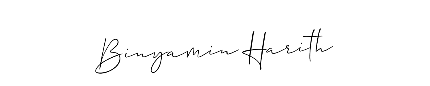Use a signature maker to create a handwritten signature online. With this signature software, you can design (Allison_Script) your own signature for name Binyamin Harith. Binyamin Harith signature style 2 images and pictures png