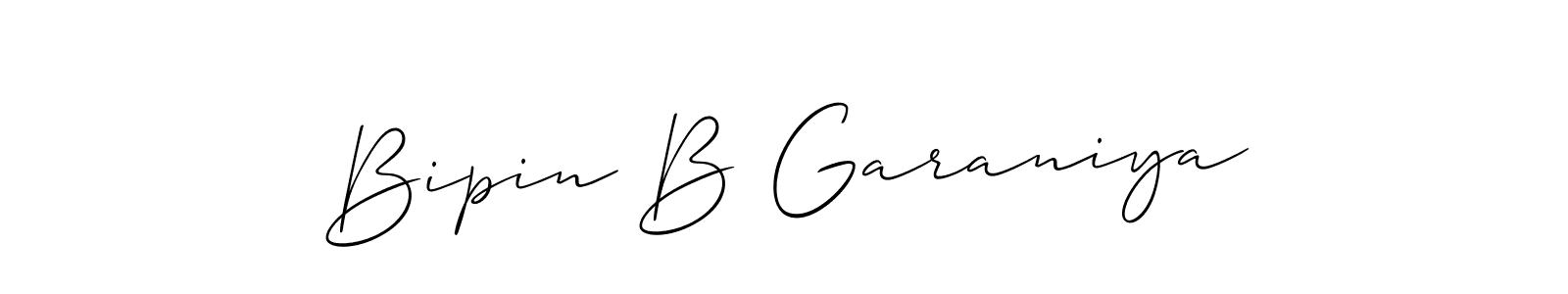 Make a beautiful signature design for name Bipin B Garaniya. With this signature (Allison_Script) style, you can create a handwritten signature for free. Bipin B Garaniya signature style 2 images and pictures png