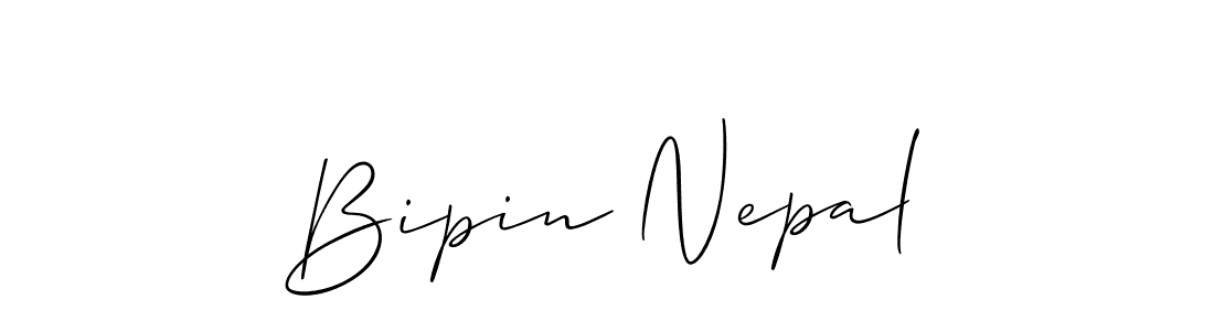 Create a beautiful signature design for name Bipin Nepal. With this signature (Allison_Script) fonts, you can make a handwritten signature for free. Bipin Nepal signature style 2 images and pictures png