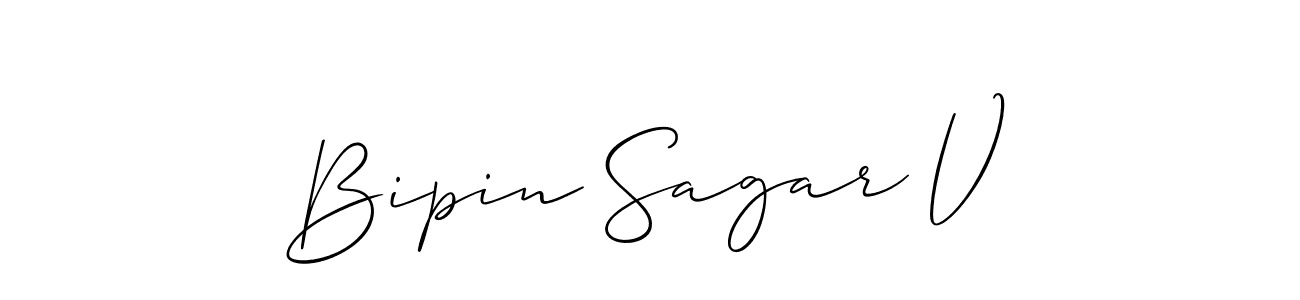 It looks lik you need a new signature style for name Bipin Sagar V. Design unique handwritten (Allison_Script) signature with our free signature maker in just a few clicks. Bipin Sagar V signature style 2 images and pictures png