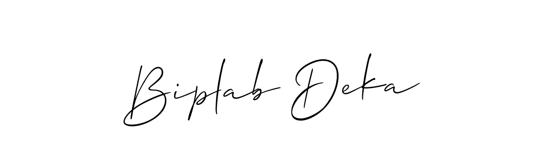 Use a signature maker to create a handwritten signature online. With this signature software, you can design (Allison_Script) your own signature for name Biplab Deka. Biplab Deka signature style 2 images and pictures png