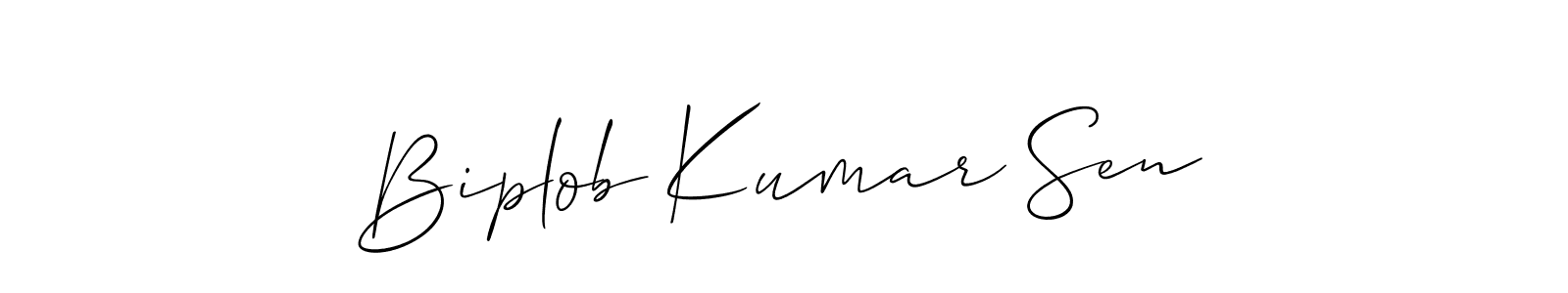 The best way (Allison_Script) to make a short signature is to pick only two or three words in your name. The name Biplob Kumar Sen include a total of six letters. For converting this name. Biplob Kumar Sen signature style 2 images and pictures png