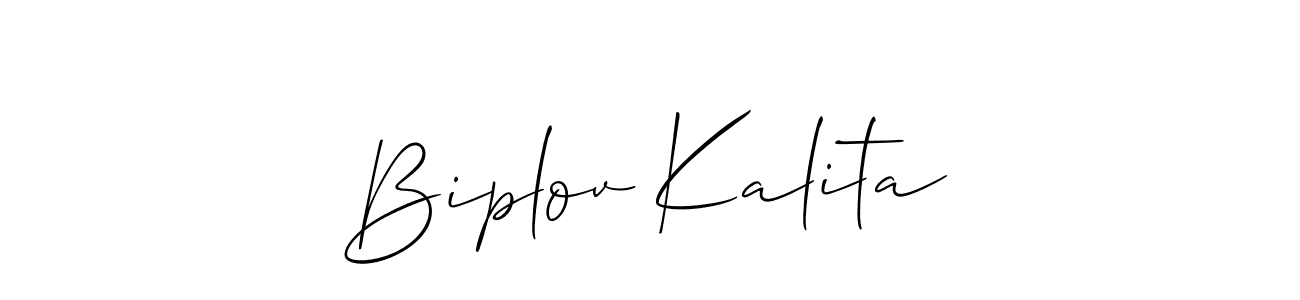 Design your own signature with our free online signature maker. With this signature software, you can create a handwritten (Allison_Script) signature for name Biplov Kalita. Biplov Kalita signature style 2 images and pictures png