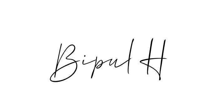 The best way (Allison_Script) to make a short signature is to pick only two or three words in your name. The name Bipul H include a total of six letters. For converting this name. Bipul H signature style 2 images and pictures png