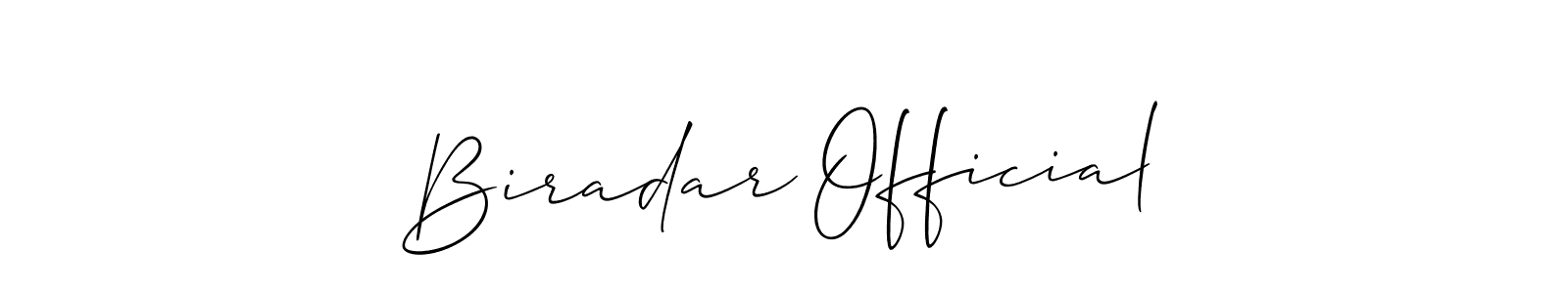 Allison_Script is a professional signature style that is perfect for those who want to add a touch of class to their signature. It is also a great choice for those who want to make their signature more unique. Get Biradar Official name to fancy signature for free. Biradar Official signature style 2 images and pictures png