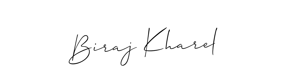 Use a signature maker to create a handwritten signature online. With this signature software, you can design (Allison_Script) your own signature for name Biraj Kharel. Biraj Kharel signature style 2 images and pictures png