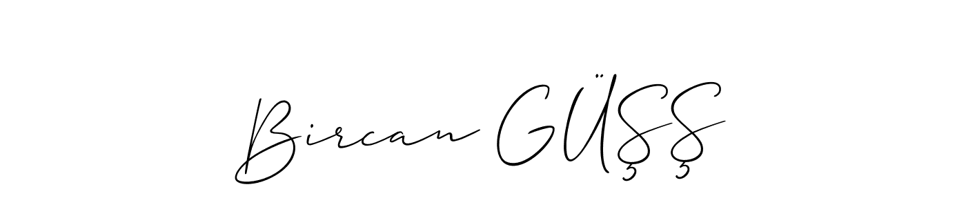 The best way (Allison_Script) to make a short signature is to pick only two or three words in your name. The name Bircan GÜŞŞ include a total of six letters. For converting this name. Bircan GÜŞŞ signature style 2 images and pictures png