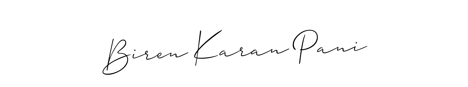 Allison_Script is a professional signature style that is perfect for those who want to add a touch of class to their signature. It is also a great choice for those who want to make their signature more unique. Get Biren Karan Pani name to fancy signature for free. Biren Karan Pani signature style 2 images and pictures png