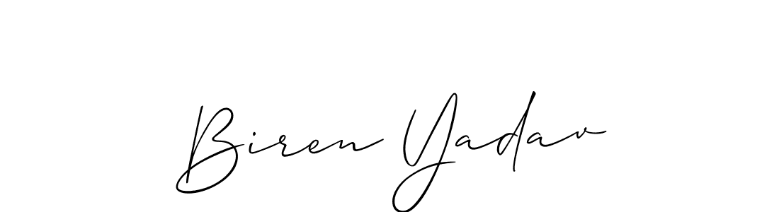 The best way (Allison_Script) to make a short signature is to pick only two or three words in your name. The name Biren Yadav include a total of six letters. For converting this name. Biren Yadav signature style 2 images and pictures png