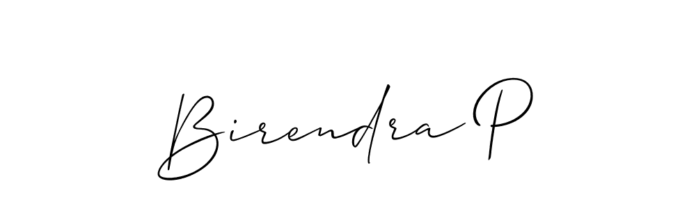 It looks lik you need a new signature style for name Birendra P. Design unique handwritten (Allison_Script) signature with our free signature maker in just a few clicks. Birendra P signature style 2 images and pictures png