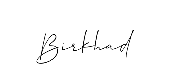 Design your own signature with our free online signature maker. With this signature software, you can create a handwritten (Allison_Script) signature for name Birkhad. Birkhad signature style 2 images and pictures png