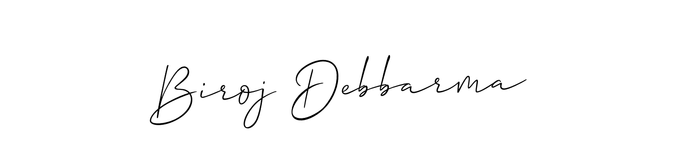 The best way (Allison_Script) to make a short signature is to pick only two or three words in your name. The name Biroj Debbarma include a total of six letters. For converting this name. Biroj Debbarma signature style 2 images and pictures png