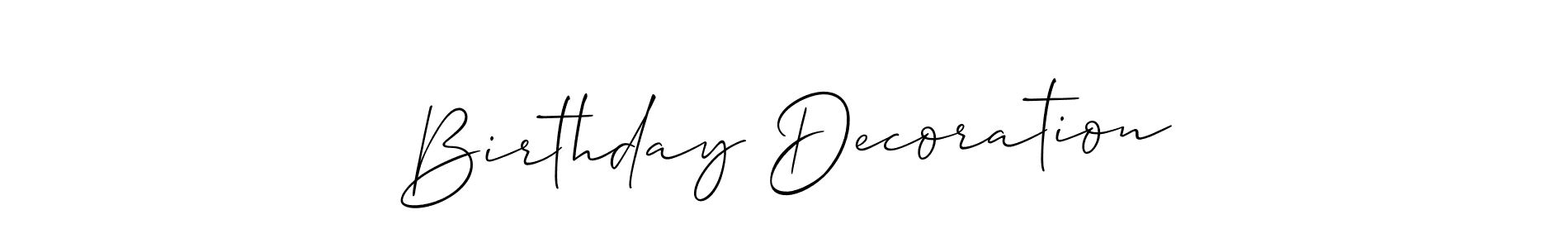 Make a beautiful signature design for name Birthday Decoration. With this signature (Allison_Script) style, you can create a handwritten signature for free. Birthday Decoration signature style 2 images and pictures png