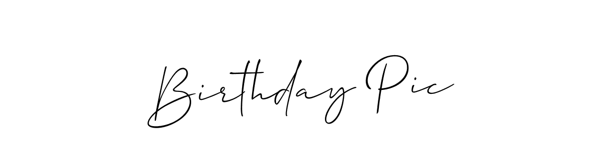 Make a beautiful signature design for name Birthday Pic. With this signature (Allison_Script) style, you can create a handwritten signature for free. Birthday Pic signature style 2 images and pictures png