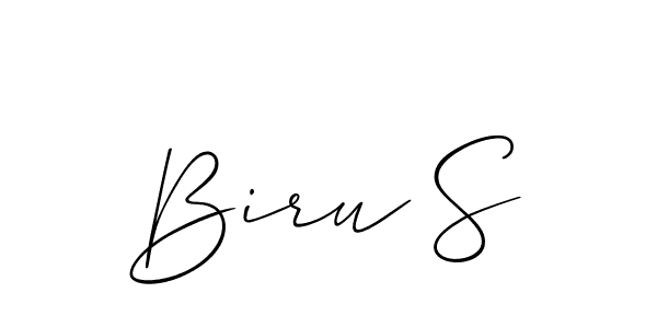 if you are searching for the best signature style for your name Biru S. so please give up your signature search. here we have designed multiple signature styles  using Allison_Script. Biru S signature style 2 images and pictures png