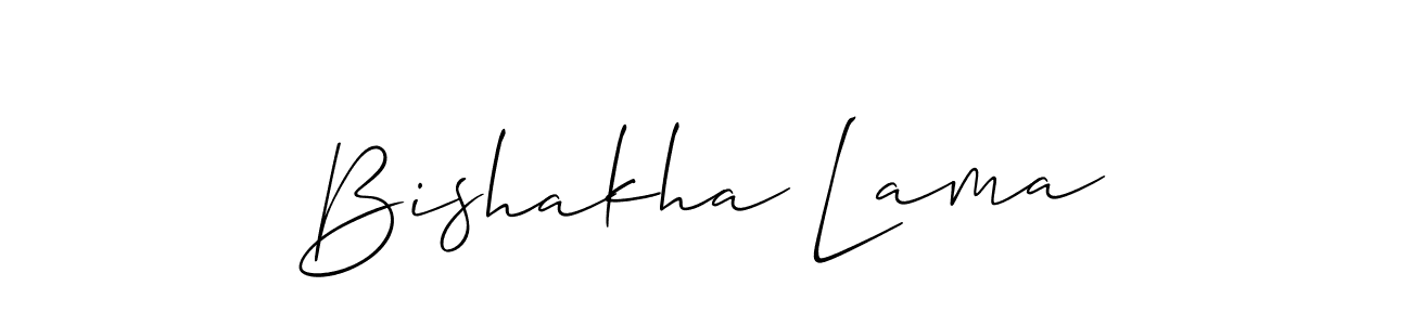 The best way (Allison_Script) to make a short signature is to pick only two or three words in your name. The name Bishakha Lama include a total of six letters. For converting this name. Bishakha Lama signature style 2 images and pictures png