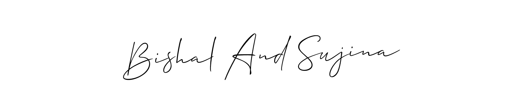 You should practise on your own different ways (Allison_Script) to write your name (Bishal And Sujina) in signature. don't let someone else do it for you. Bishal And Sujina signature style 2 images and pictures png