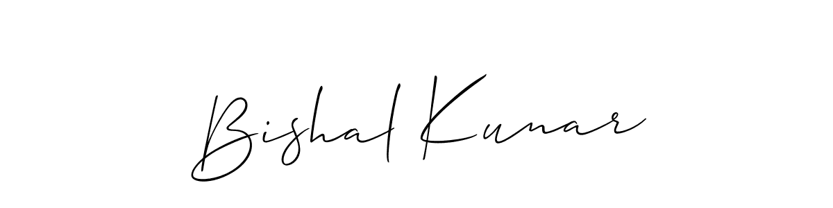 Allison_Script is a professional signature style that is perfect for those who want to add a touch of class to their signature. It is also a great choice for those who want to make their signature more unique. Get Bishal Kunar name to fancy signature for free. Bishal Kunar signature style 2 images and pictures png