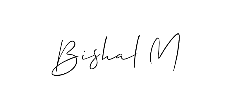 The best way (Allison_Script) to make a short signature is to pick only two or three words in your name. The name Bishal M include a total of six letters. For converting this name. Bishal M signature style 2 images and pictures png
