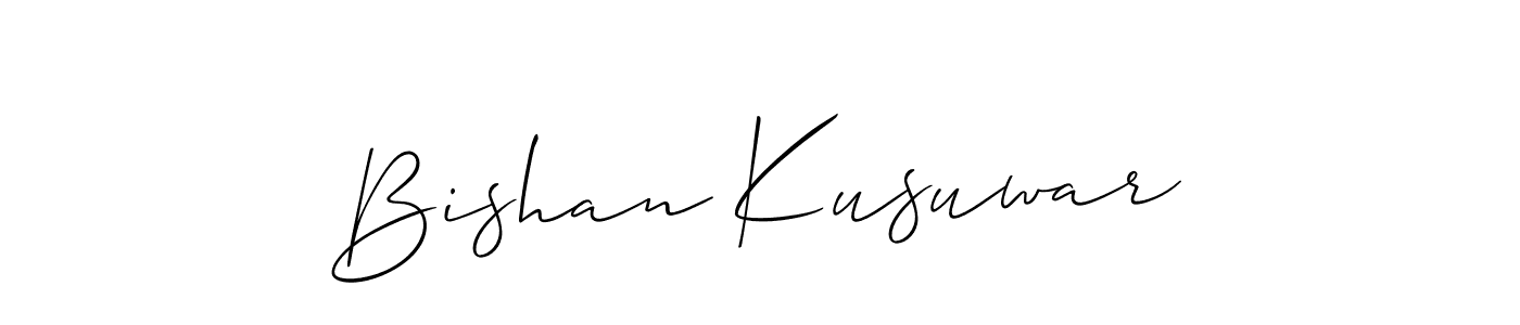 Also You can easily find your signature by using the search form. We will create Bishan Kusuwar name handwritten signature images for you free of cost using Allison_Script sign style. Bishan Kusuwar signature style 2 images and pictures png