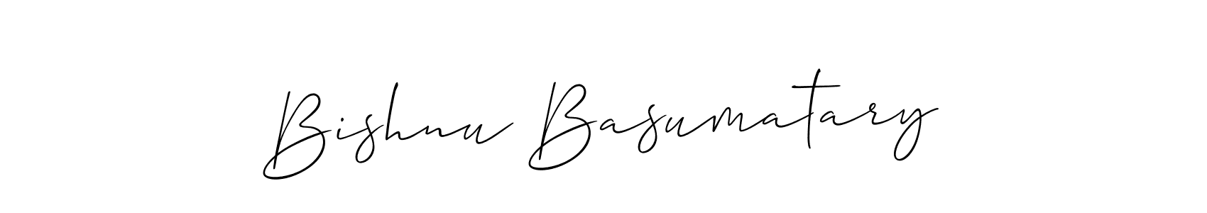 Also You can easily find your signature by using the search form. We will create Bishnu Basumatary name handwritten signature images for you free of cost using Allison_Script sign style. Bishnu Basumatary signature style 2 images and pictures png