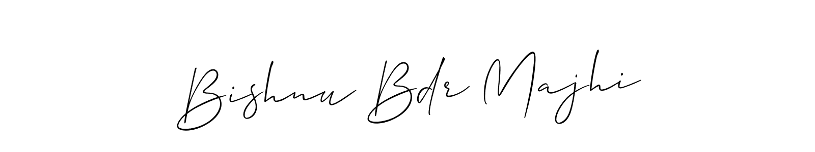 Create a beautiful signature design for name Bishnu Bdr Majhi. With this signature (Allison_Script) fonts, you can make a handwritten signature for free. Bishnu Bdr Majhi signature style 2 images and pictures png