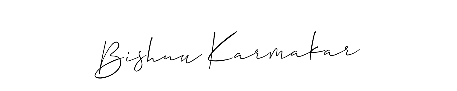 Use a signature maker to create a handwritten signature online. With this signature software, you can design (Allison_Script) your own signature for name Bishnu Karmakar. Bishnu Karmakar signature style 2 images and pictures png