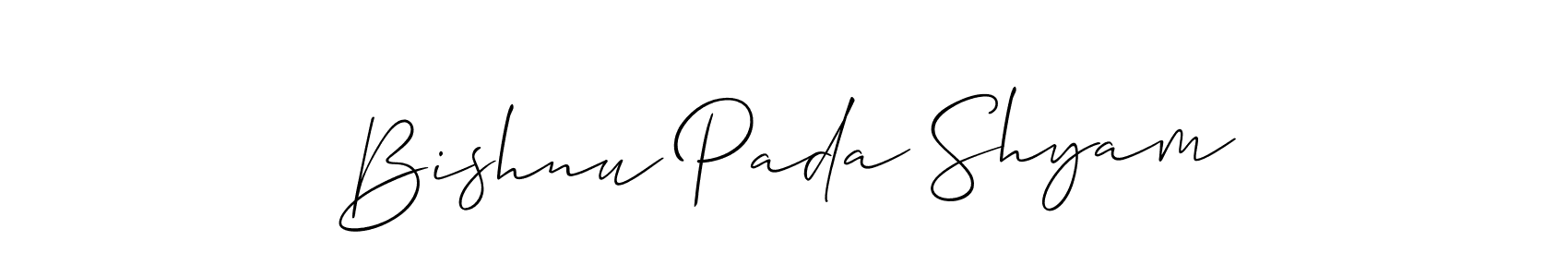 Also You can easily find your signature by using the search form. We will create Bishnu Pada Shyam name handwritten signature images for you free of cost using Allison_Script sign style. Bishnu Pada Shyam signature style 2 images and pictures png
