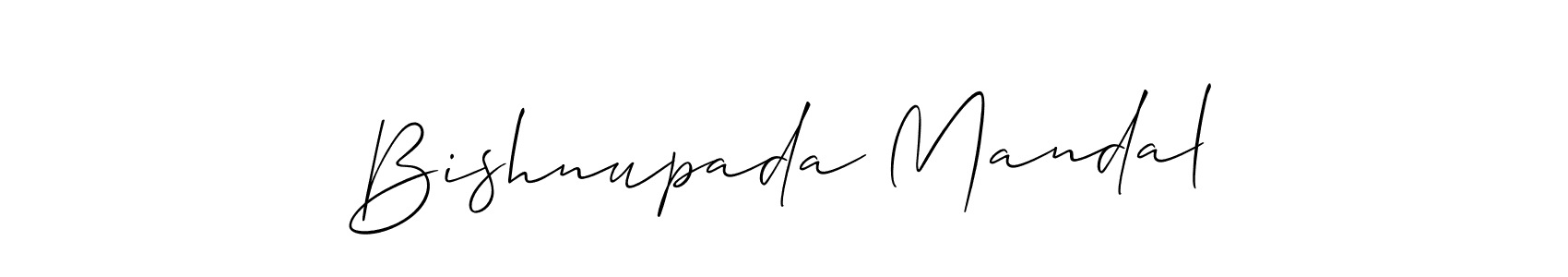 Also You can easily find your signature by using the search form. We will create Bishnupada Mandal name handwritten signature images for you free of cost using Allison_Script sign style. Bishnupada Mandal signature style 2 images and pictures png