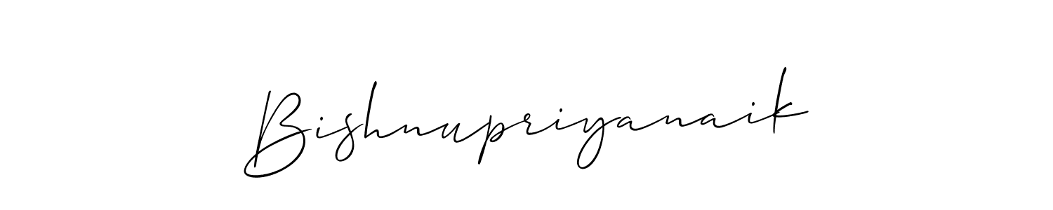 How to make Bishnupriyanaik name signature. Use Allison_Script style for creating short signs online. This is the latest handwritten sign. Bishnupriyanaik signature style 2 images and pictures png