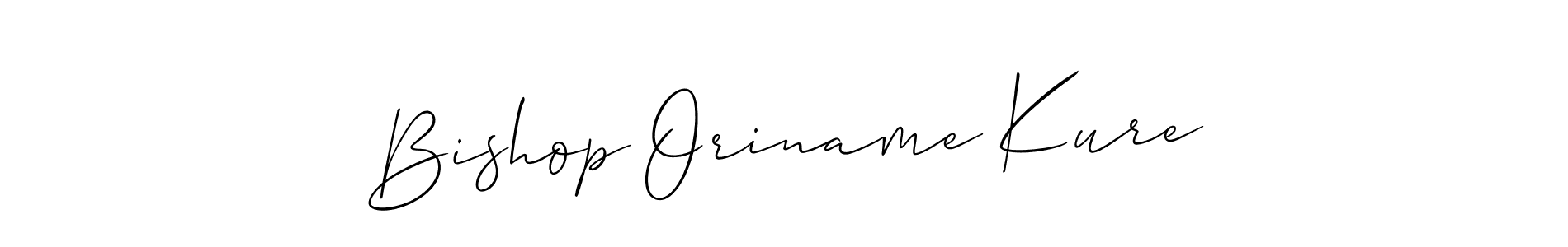 Allison_Script is a professional signature style that is perfect for those who want to add a touch of class to their signature. It is also a great choice for those who want to make their signature more unique. Get Bishop Oriname Kure name to fancy signature for free. Bishop Oriname Kure signature style 2 images and pictures png