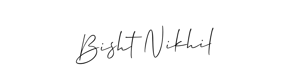 This is the best signature style for the Bisht Nikhil name. Also you like these signature font (Allison_Script). Mix name signature. Bisht Nikhil signature style 2 images and pictures png