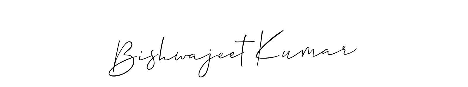 The best way (Allison_Script) to make a short signature is to pick only two or three words in your name. The name Bishwajeet Kumar include a total of six letters. For converting this name. Bishwajeet Kumar signature style 2 images and pictures png