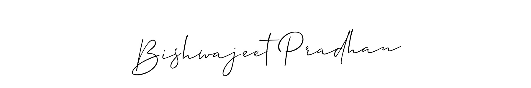 How to make Bishwajeet Pradhan name signature. Use Allison_Script style for creating short signs online. This is the latest handwritten sign. Bishwajeet Pradhan signature style 2 images and pictures png