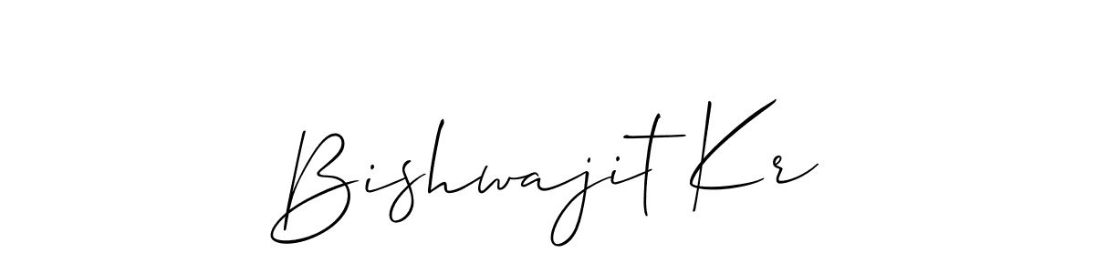 The best way (Allison_Script) to make a short signature is to pick only two or three words in your name. The name Bishwajit Kr include a total of six letters. For converting this name. Bishwajit Kr signature style 2 images and pictures png