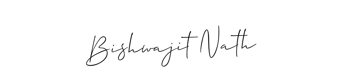 How to make Bishwajit Nath name signature. Use Allison_Script style for creating short signs online. This is the latest handwritten sign. Bishwajit Nath signature style 2 images and pictures png