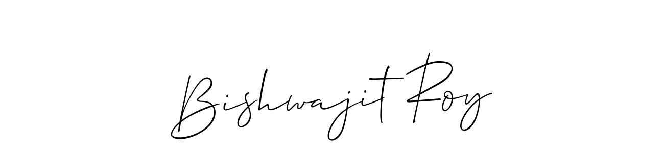 The best way (Allison_Script) to make a short signature is to pick only two or three words in your name. The name Bishwajit Roy include a total of six letters. For converting this name. Bishwajit Roy signature style 2 images and pictures png