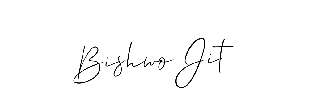 How to make Bishwo Jit name signature. Use Allison_Script style for creating short signs online. This is the latest handwritten sign. Bishwo Jit signature style 2 images and pictures png