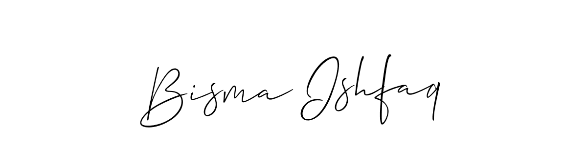 Allison_Script is a professional signature style that is perfect for those who want to add a touch of class to their signature. It is also a great choice for those who want to make their signature more unique. Get Bisma Ishfaq name to fancy signature for free. Bisma Ishfaq signature style 2 images and pictures png