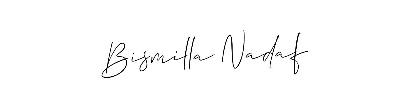 It looks lik you need a new signature style for name Bismilla Nadaf. Design unique handwritten (Allison_Script) signature with our free signature maker in just a few clicks. Bismilla Nadaf signature style 2 images and pictures png