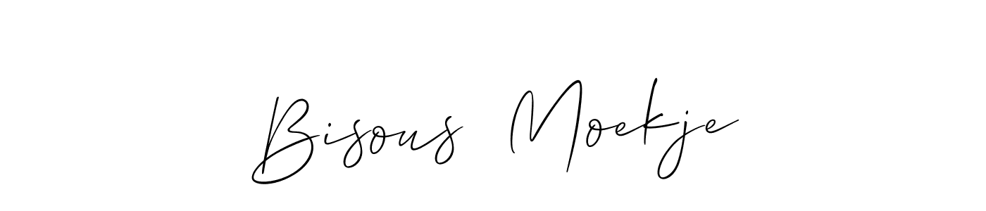 The best way (Allison_Script) to make a short signature is to pick only two or three words in your name. The name Bisous  Moekje include a total of six letters. For converting this name. Bisous  Moekje signature style 2 images and pictures png