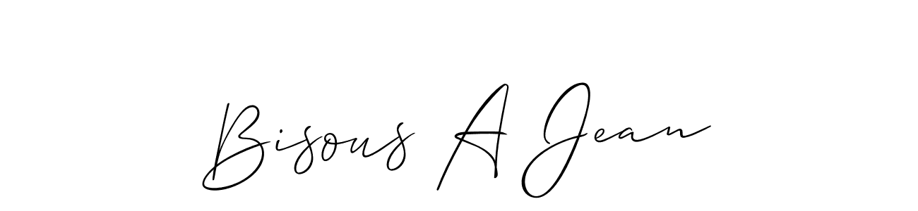 The best way (Allison_Script) to make a short signature is to pick only two or three words in your name. The name Bisous A Jean include a total of six letters. For converting this name. Bisous A Jean signature style 2 images and pictures png