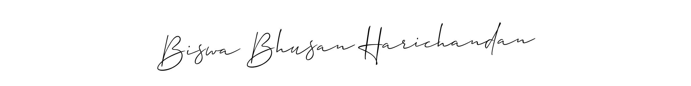 The best way (Allison_Script) to make a short signature is to pick only two or three words in your name. The name Biswa Bhusan Harichandan include a total of six letters. For converting this name. Biswa Bhusan Harichandan signature style 2 images and pictures png