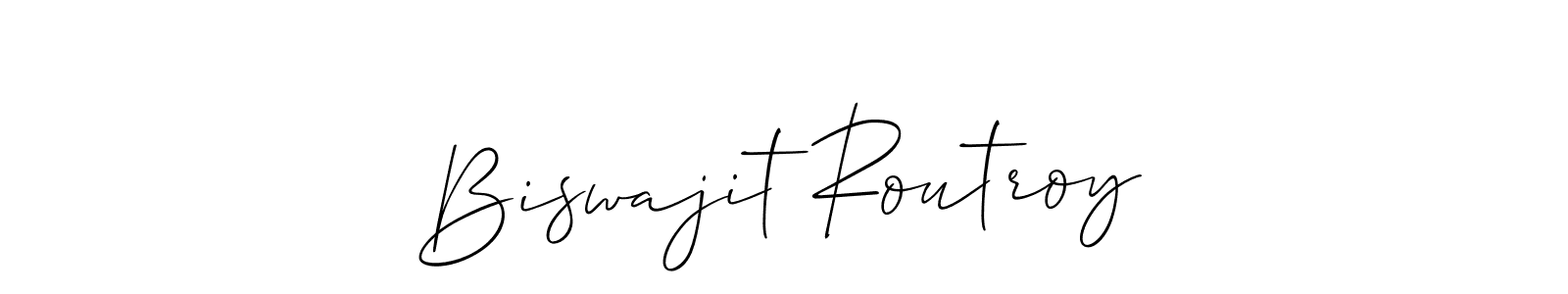 How to make Biswajit Routroy name signature. Use Allison_Script style for creating short signs online. This is the latest handwritten sign. Biswajit Routroy signature style 2 images and pictures png