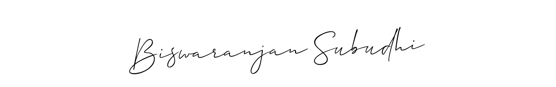 How to make Biswaranjan Subudhi name signature. Use Allison_Script style for creating short signs online. This is the latest handwritten sign. Biswaranjan Subudhi signature style 2 images and pictures png