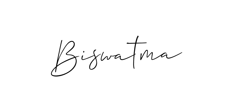 The best way (Allison_Script) to make a short signature is to pick only two or three words in your name. The name Biswatma include a total of six letters. For converting this name. Biswatma signature style 2 images and pictures png