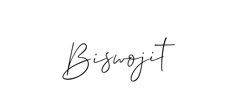 How to make Biswojit signature? Allison_Script is a professional autograph style. Create handwritten signature for Biswojit name. Biswojit signature style 2 images and pictures png